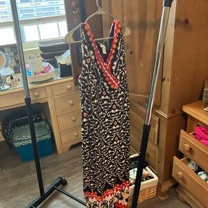 Stylish Black and Red Patterned Maxi Dress